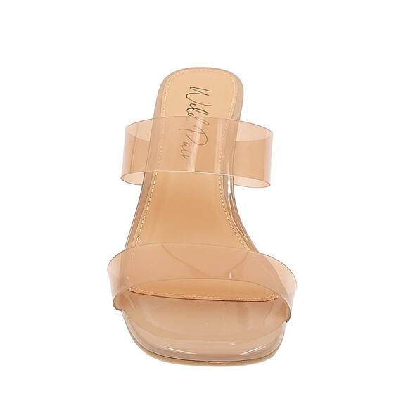 Wild Pair Women Double Strap Slide Sandals Zandria Size US 7.5M Nude Vinyl - Picture 4 of 6